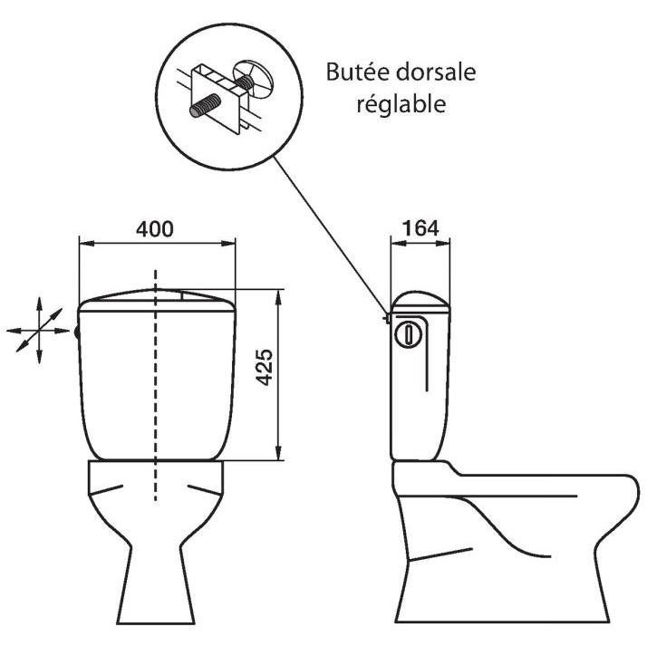 Réservoir Registar Attenant 2150 3/6 L Double Débit 2150 Regiplast