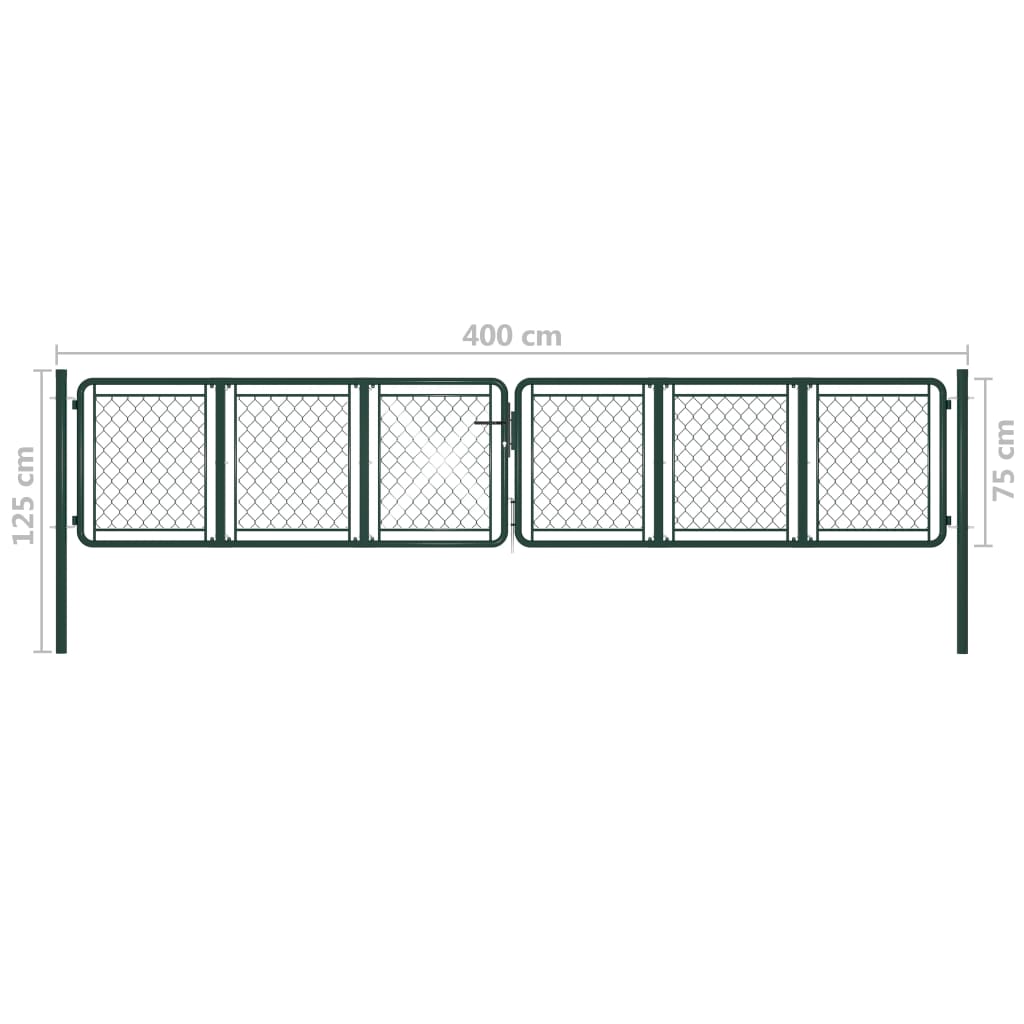 Portail De Jardin Acier 400 X 75 Cm Vert