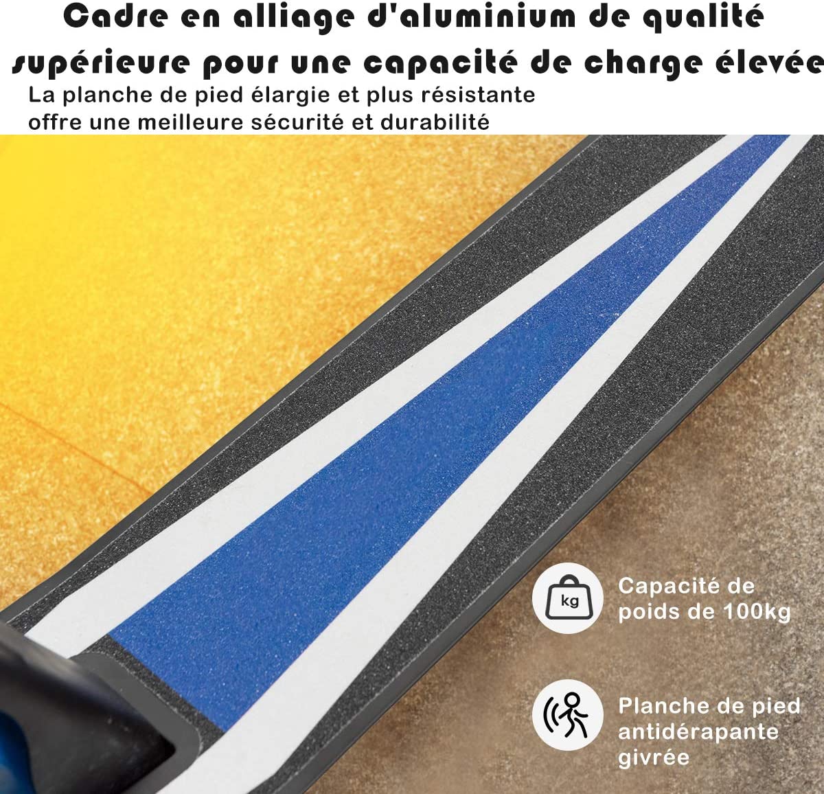 Costway Trottinette De Sport Avec Plateau En Aluminium, Poignée Ajustable