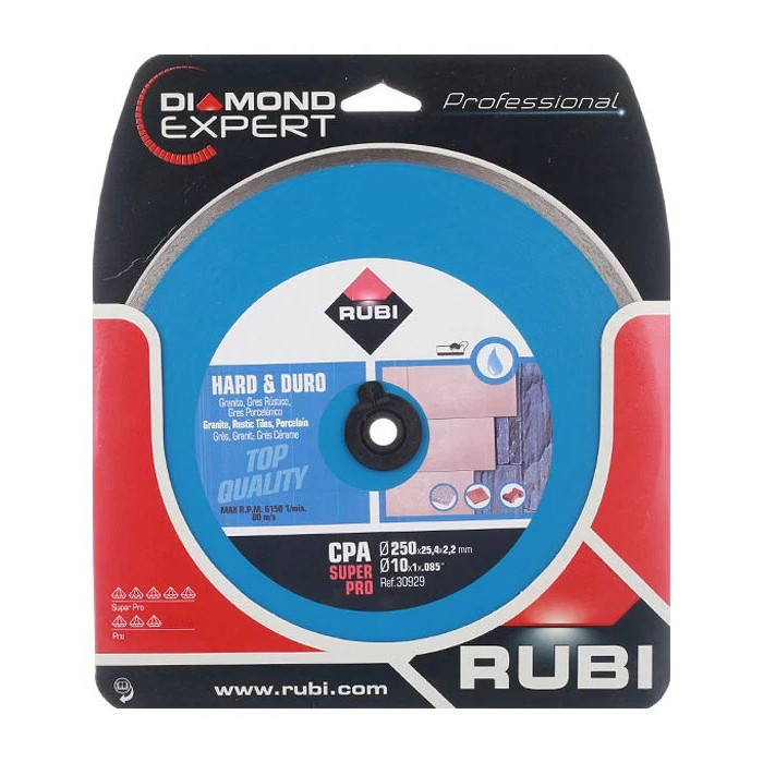 Disque Diamant Pour Matériaux Durs Jante Continue 250x25,4x2,2mm Cpa-250 Superpro Rubi