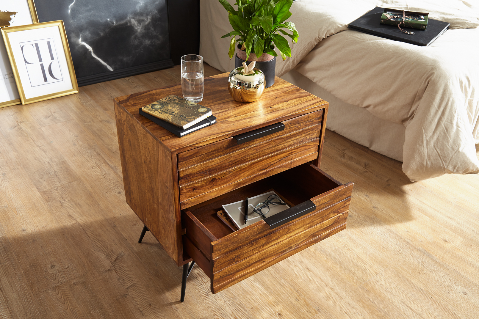 Wohnling Table De Chevet Sheesham Table De Chevet Table De Chevet Boxspring Haute