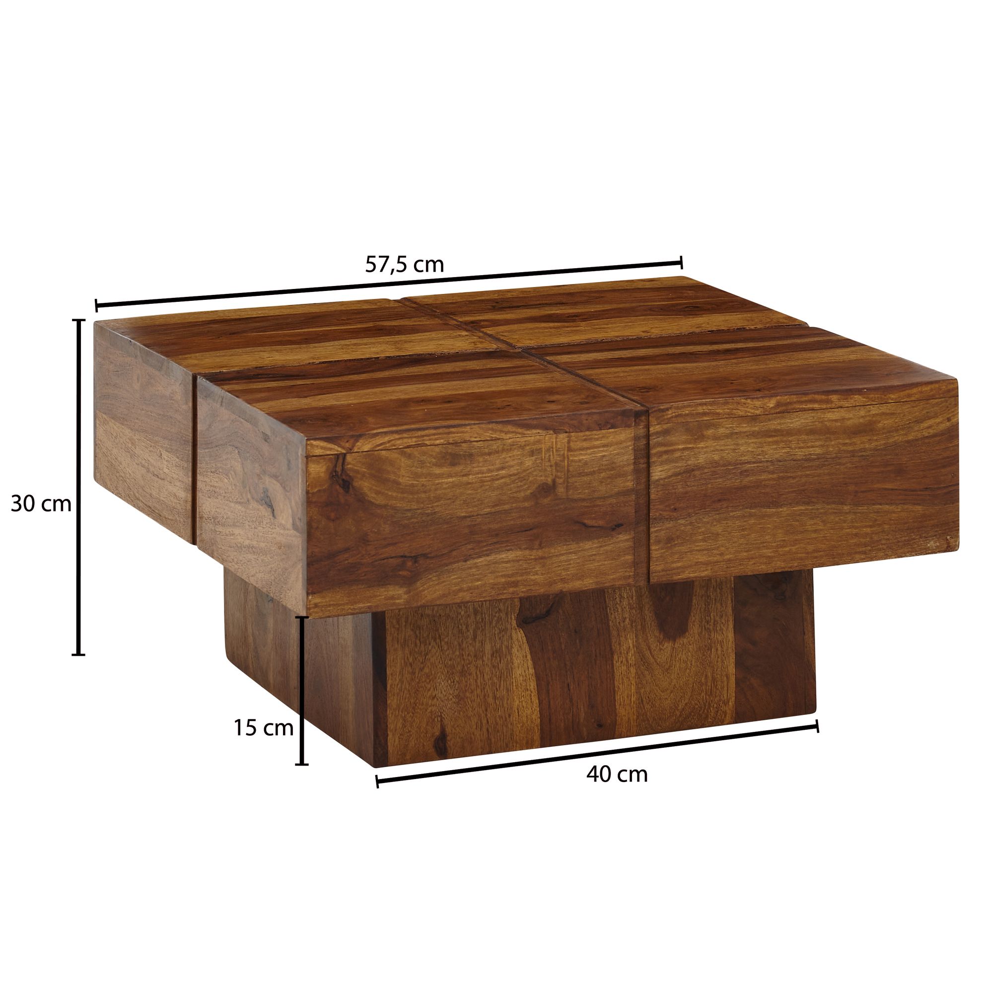 Wohnling Table Basse En Bois Massif 57,5x57,5x30 Cm Table De Salon Table De Canapé