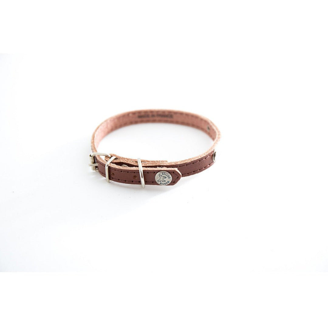Collier Pour Chiens En Cuir Pleine Fleur  Avec Plaque D'identification