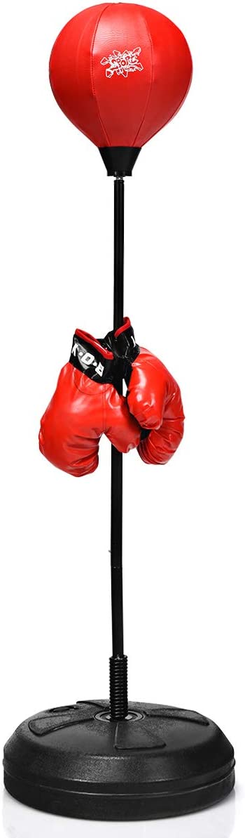 Costway  Punchingball Sur Pied Avec Hauteur Adjustable 120-154cm, Pompe De Gonflage, Pour Enfants 8 Ans+ Et Adultes
