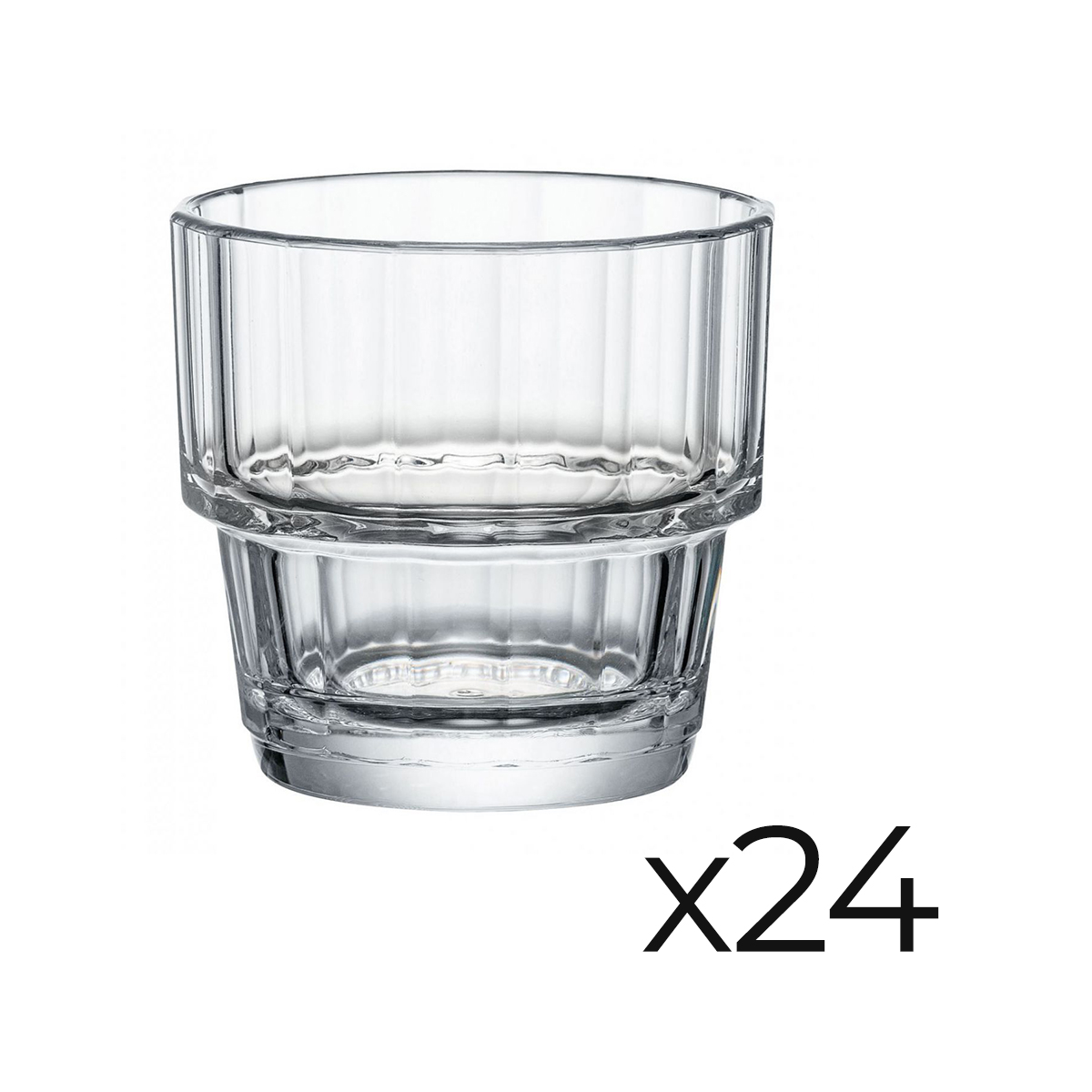 Set De 24 Verres Jin, Tasses De Boisson Froide À Rayures En Verre Transparent - 26cl