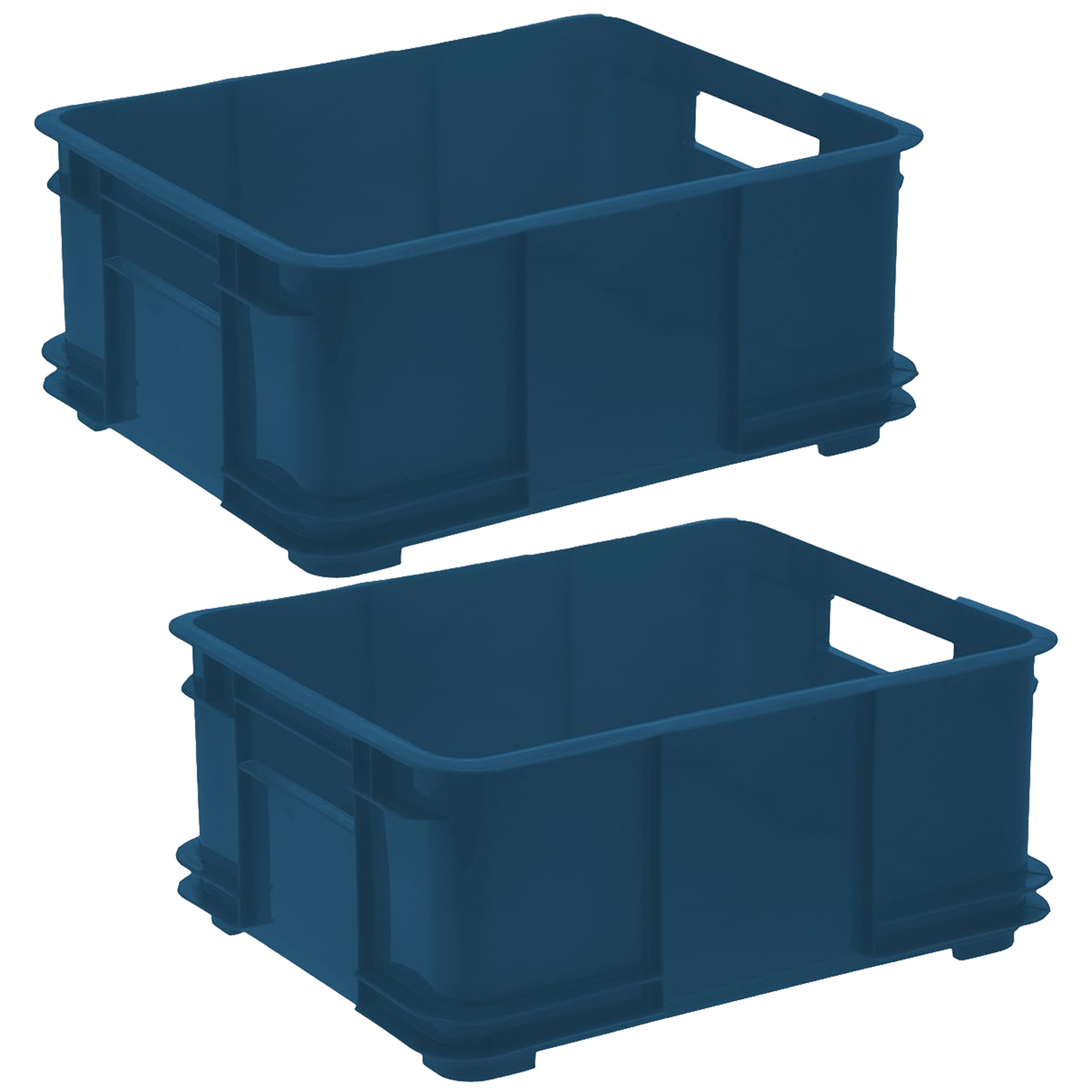 2x Boîte De Rangement Eurobox L, Eco Plastique (pp), 43 X 35 X 17,5 Cm, 20 L, Bleu