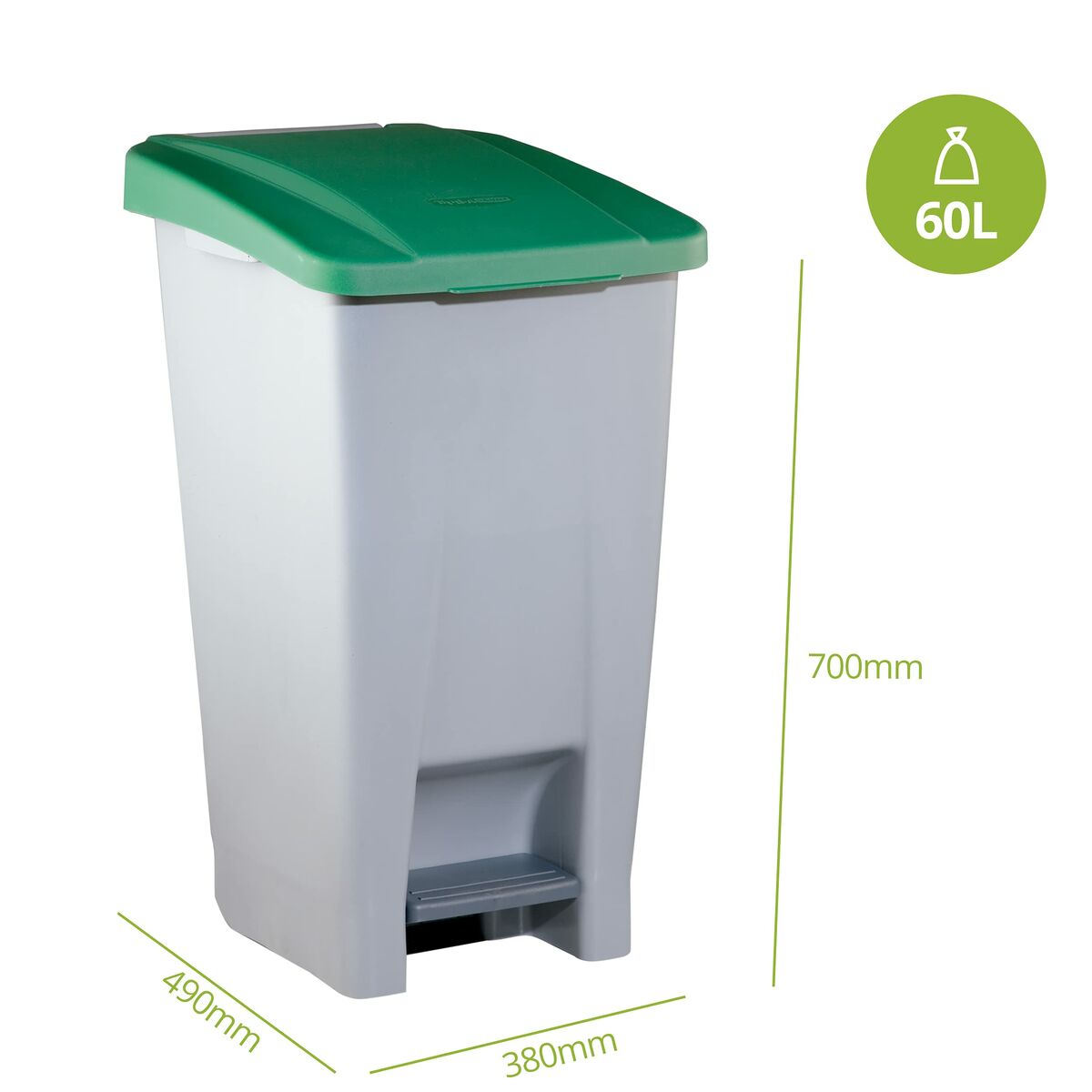 Poubelle Recyclage Denox Vert 60 L (38 X 49 X 70 Cm)