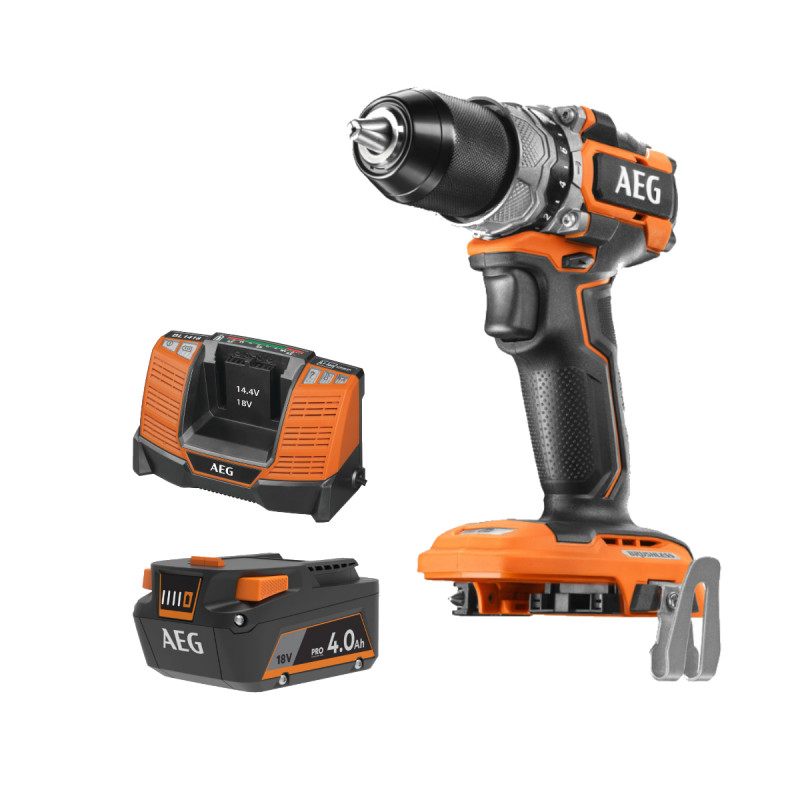 Pack Aeg 18v - Perceuse Percussion Brushless Subcompact - Batterie 4.0 Ah - Chargeur