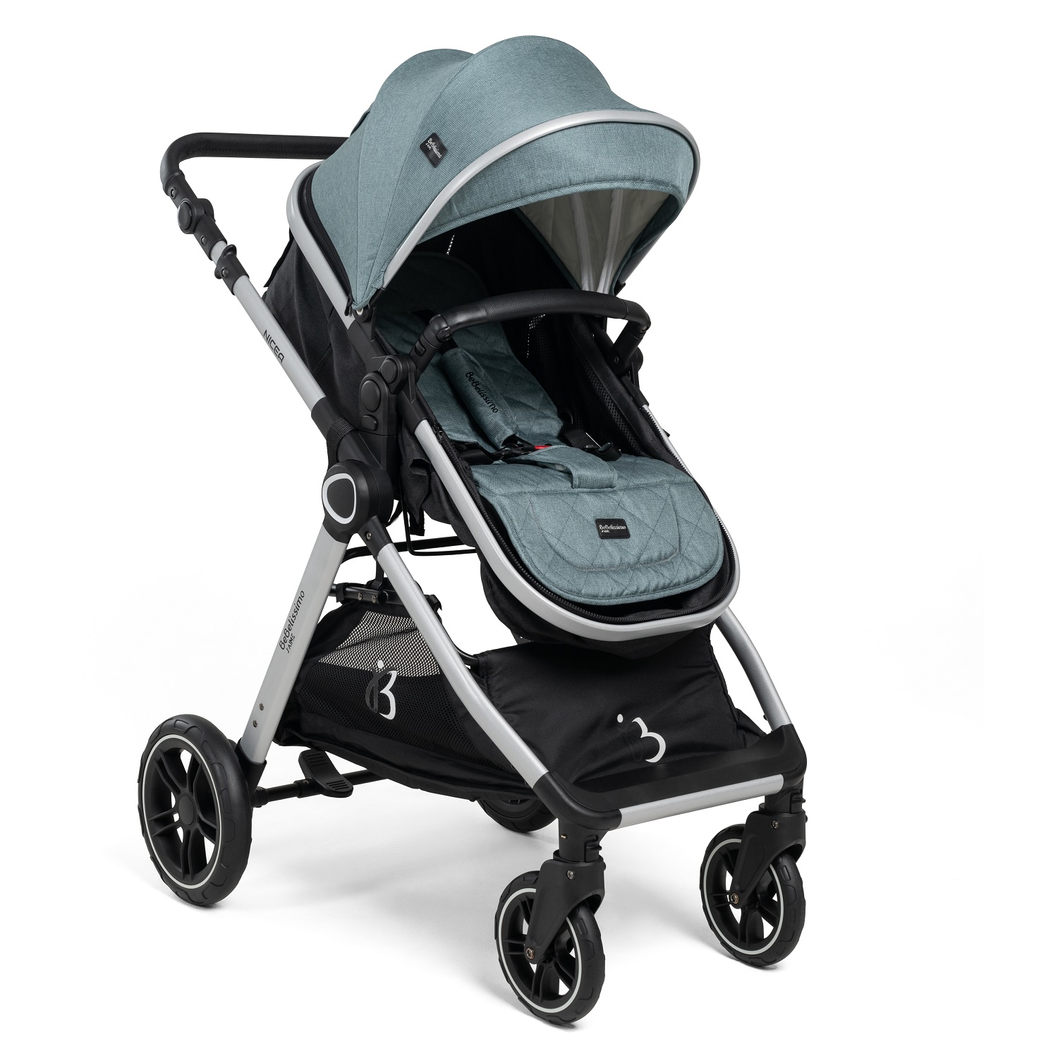 Bebelissimo - Poussette Transformable - Combinée - Convertible - 2 En 1 - Poids 0-22kg-  Nicea - Vert