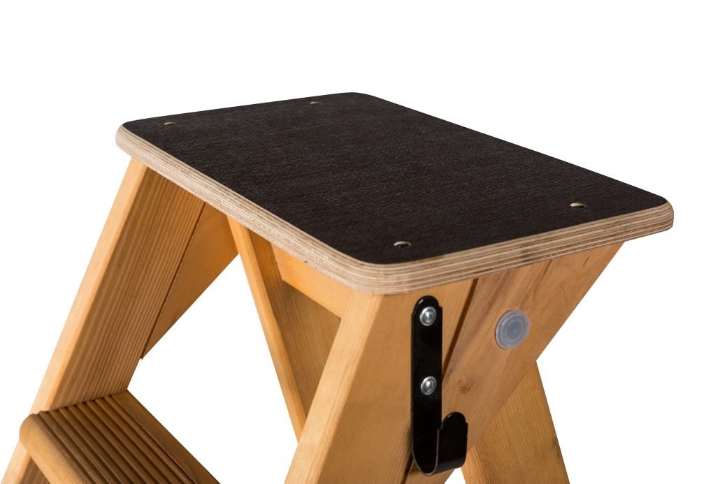 Escabeau Lyonnais Bois 3 Marches + Tablette - Hauteur De Travail 2,25m
