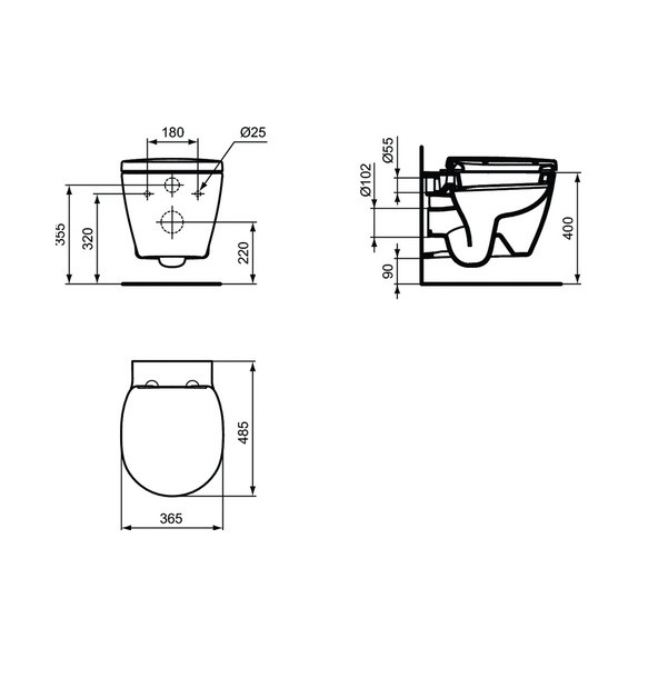 Ideal Standard - Abattant Wc Recouvrant Blanc - Connect Space Ideal Standard