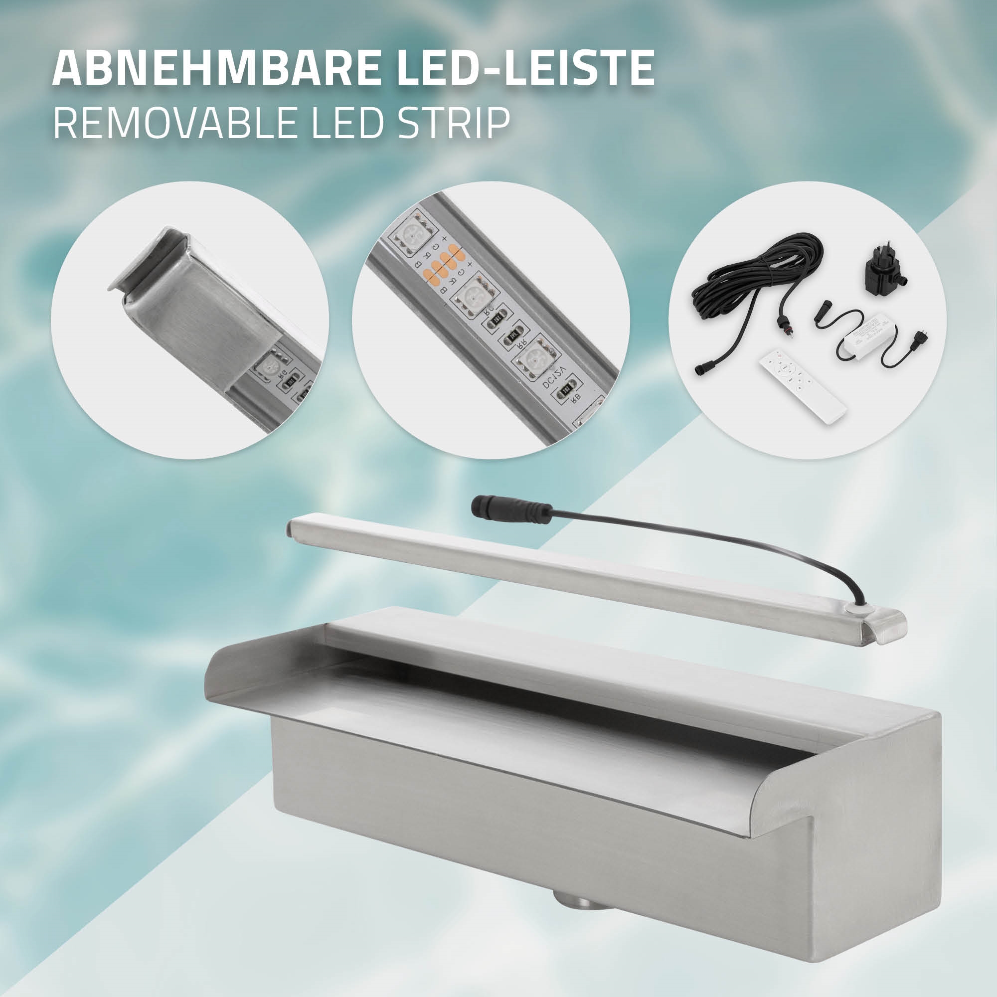 Lame D eau Pour Piscine Bassin Avec Led Rgb Cascade Douche Jet De 