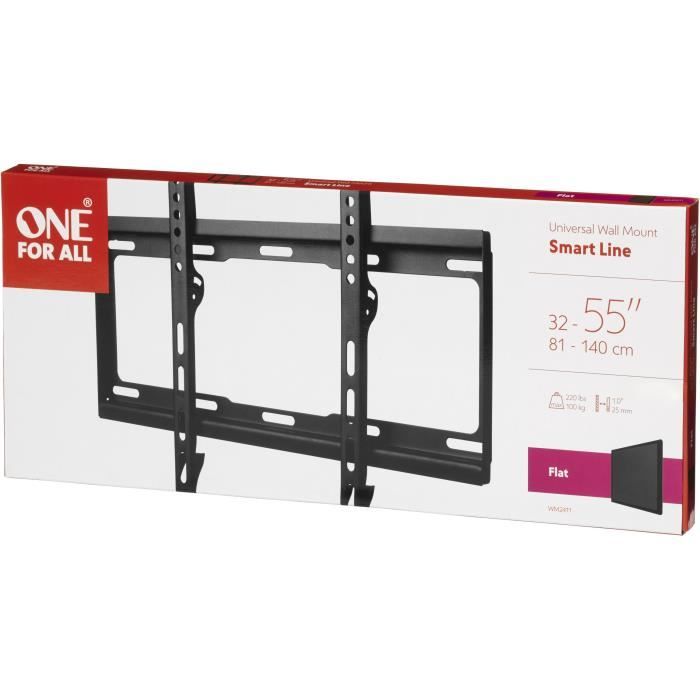 ONE FOR ALL WM2411 - Support mural TV Support plat pour écran 32-65''/81-165cm - Pour TV max 100kgs - 25mm du mur - Neuf