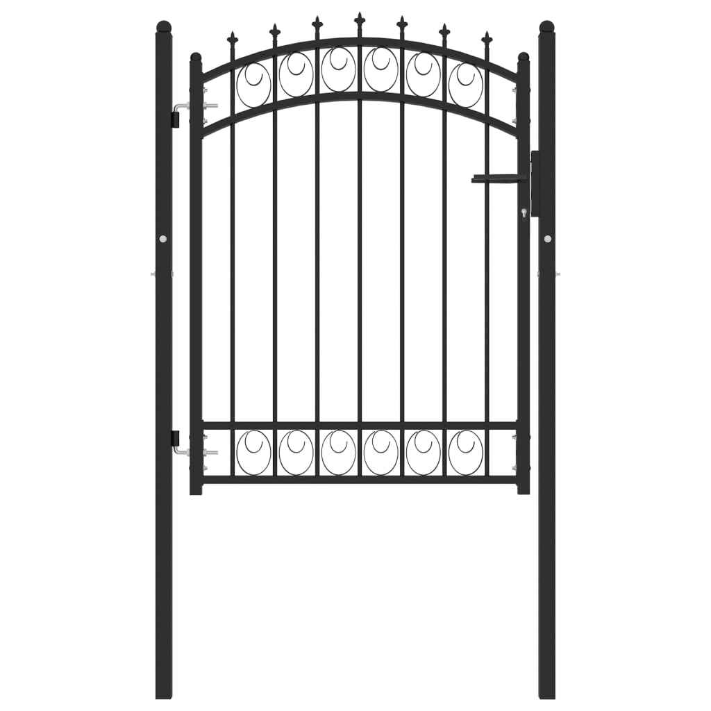 Portail De Clôture Avec Pointes Acier 100x125 Cm Noir