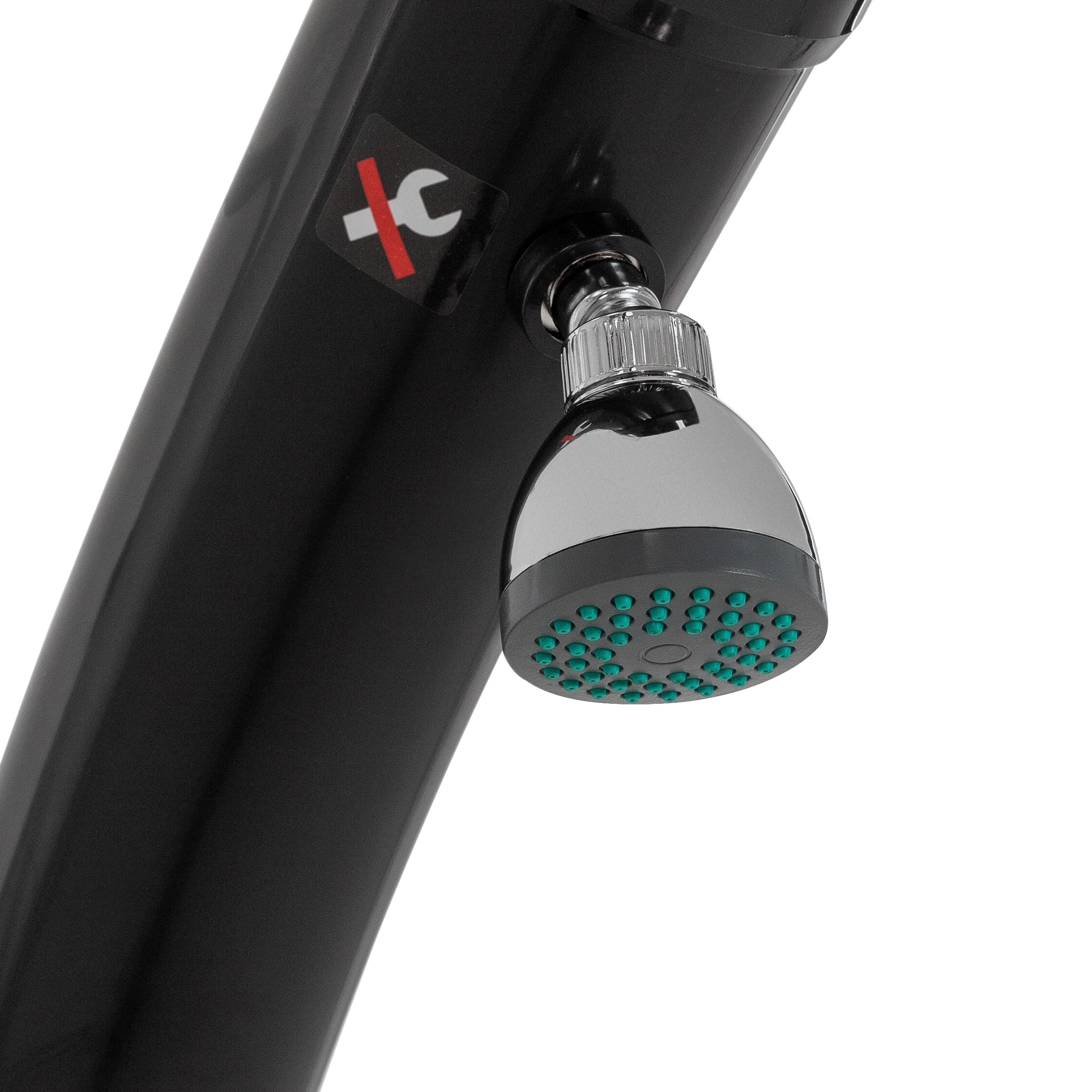 Douche Solaire Noir Courbée 20 L Avec Élément De Sol Pomme De Douche Robinet
