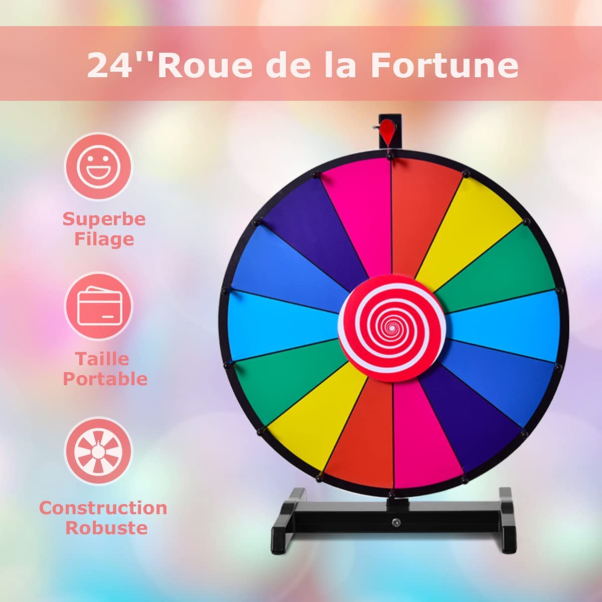 Costway  Prize Wheel, Roue De La Fortune 24 Pouces (diamètre De 46cm)