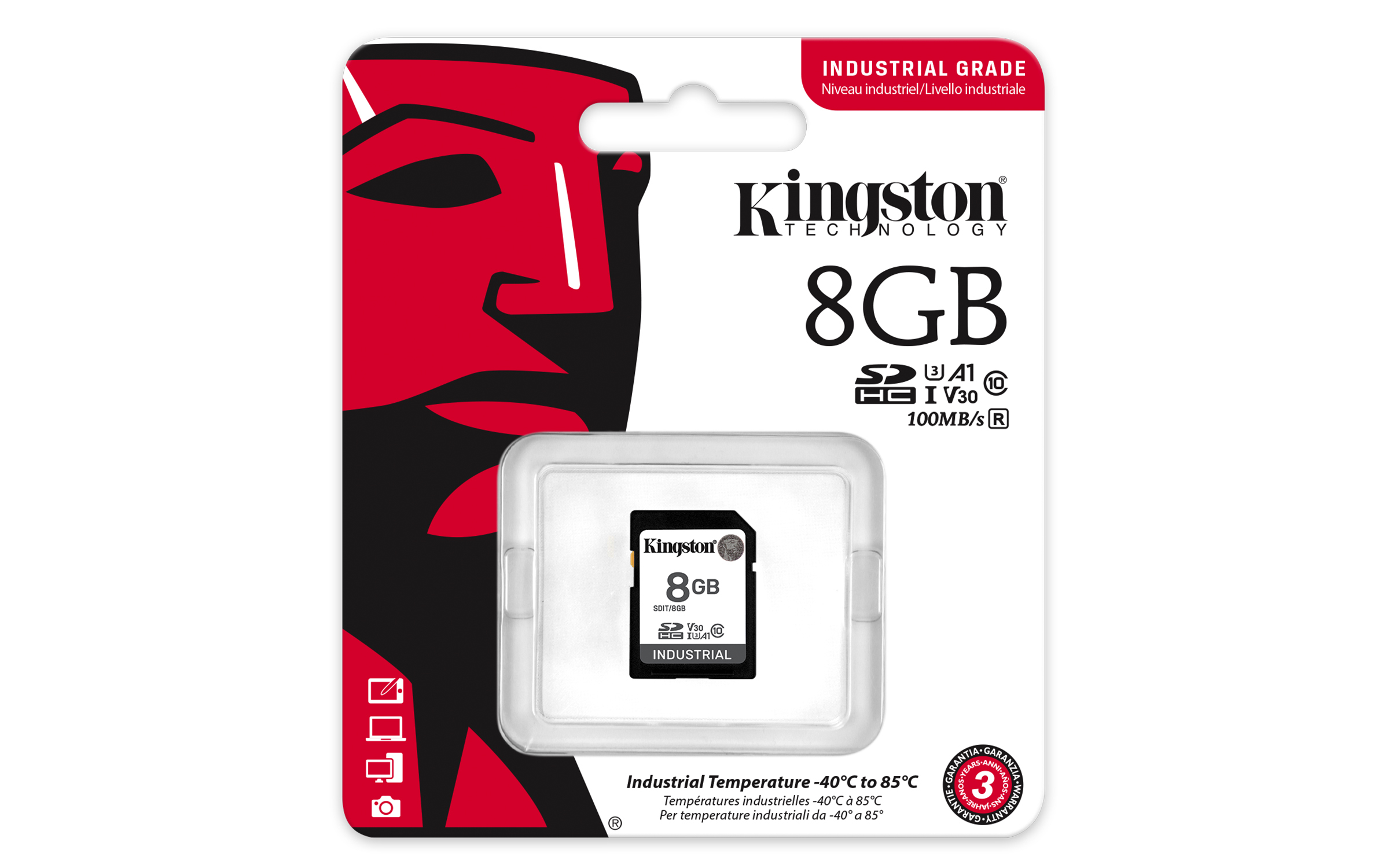 Kingston Technology 8G SDHC Industrial pSLC - Neuf