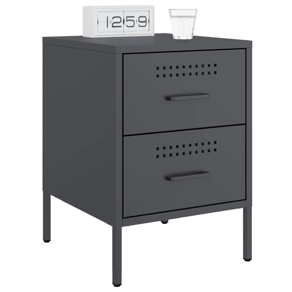 Tables De Chevet | Tables De Nuit | Tables D'appoint 2 Pcs Anthracite 36x39x50,5 Cm Acier
