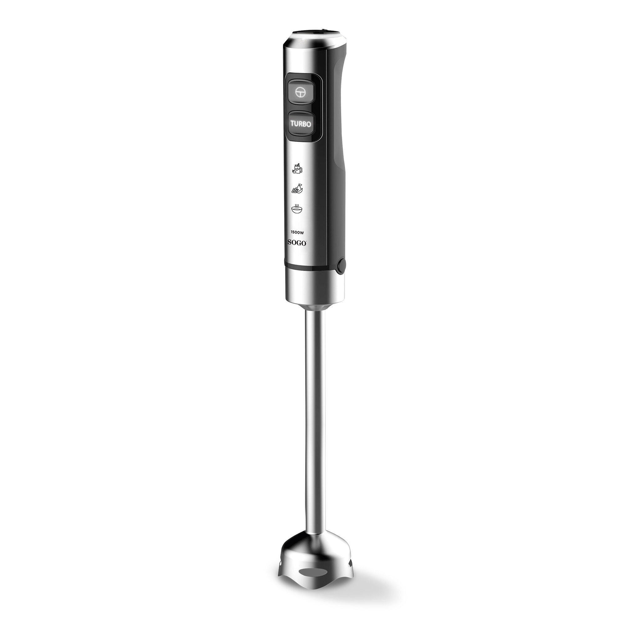 SOGO Frullatore Elettrico Ad Immersione Inox 1500W - 4 Lame Titanio, Controllo Variabile con 23 Velocità