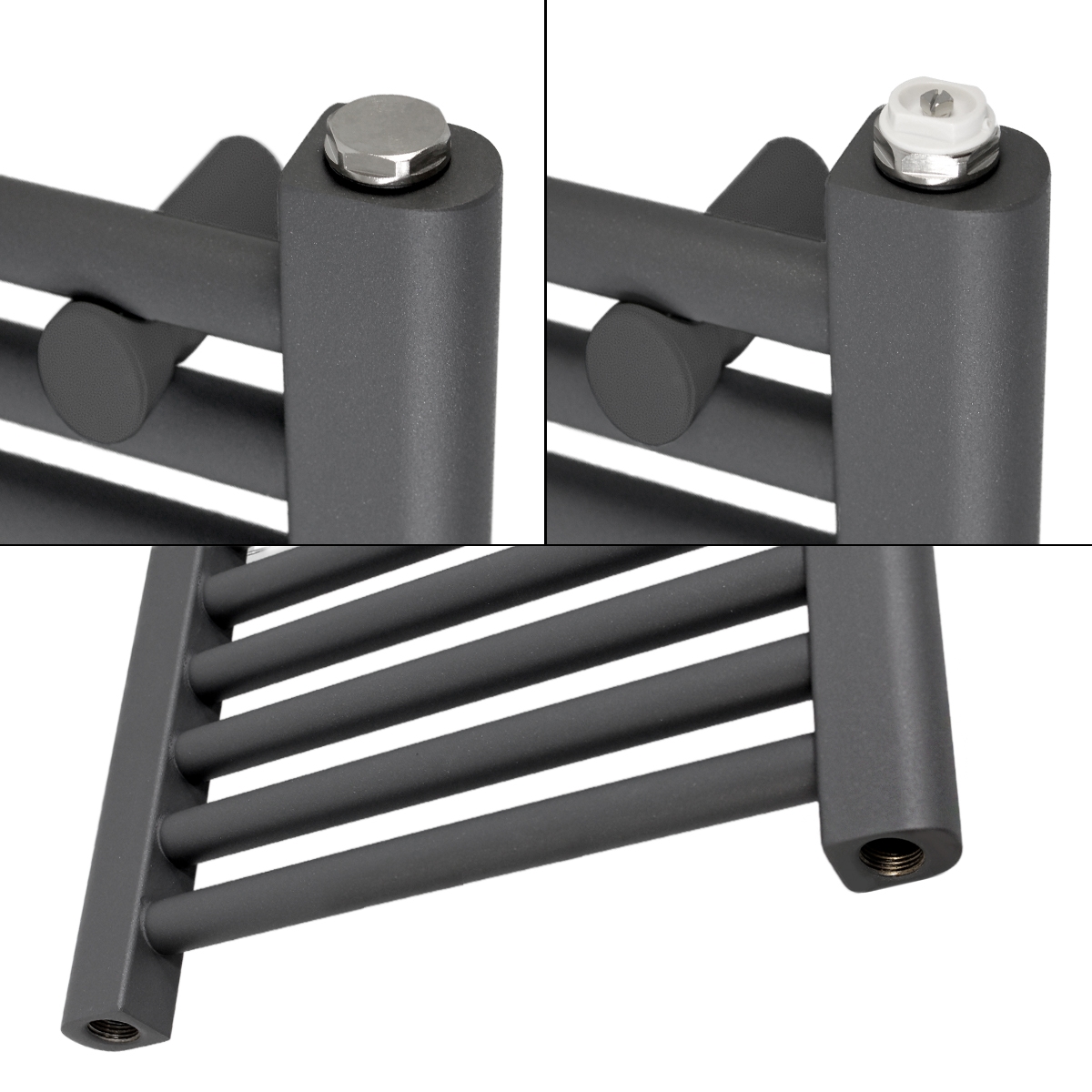 Radiateur De Salle De Bains Sahara 500x800 Mm Anthracite Avec Raccordement Latéral