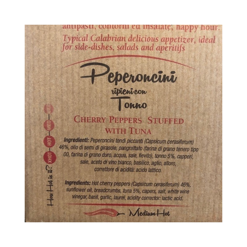 Tris Piments Cerises Farcis: Thon, Anchois Et Câpres, Fromage Pecorino 170 Gr X 3 DELIZIE DI CALABRIA