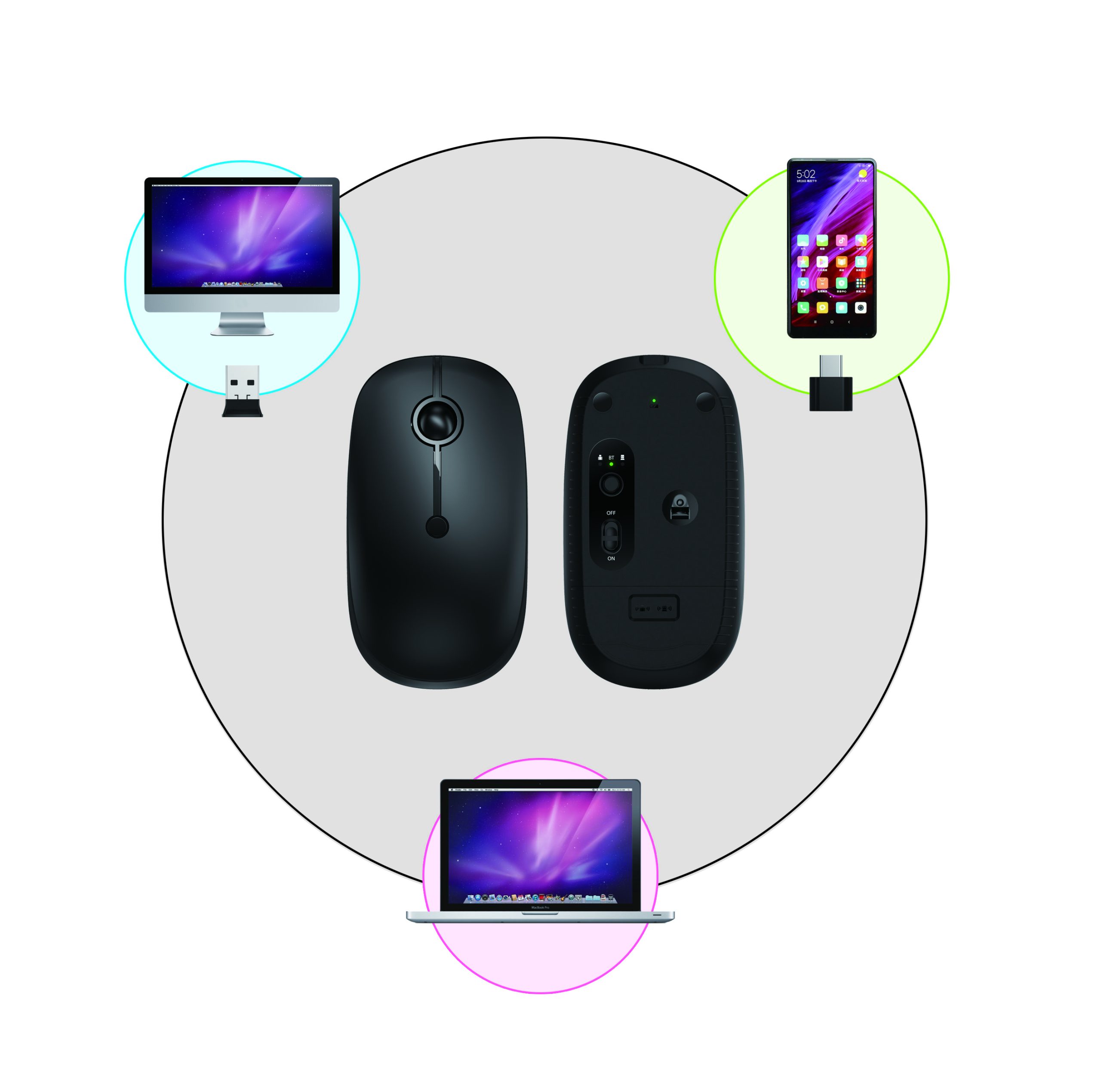 Souris Sans Fil Bluetooth Xtrememac 2.4ghz Multidevices Compatible Pc Et Mac Noire à Prix