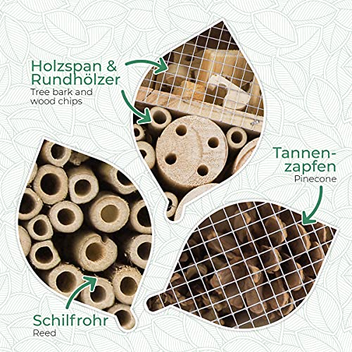 Wildlife Friend I Hôtels À Insectes En Bois Avec Toit En Écorce - Maison Insectes, Hotel A Insectes Pour Abeilles, Cocci