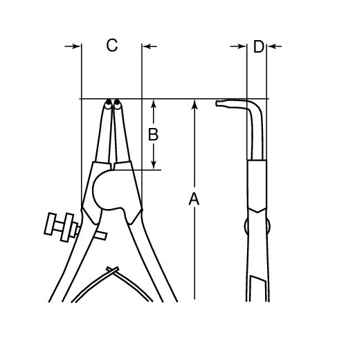 Pince À Circlip 165 Mm Bec Courbé À 90° Et Finition Chromée 2466 B19 Bahco