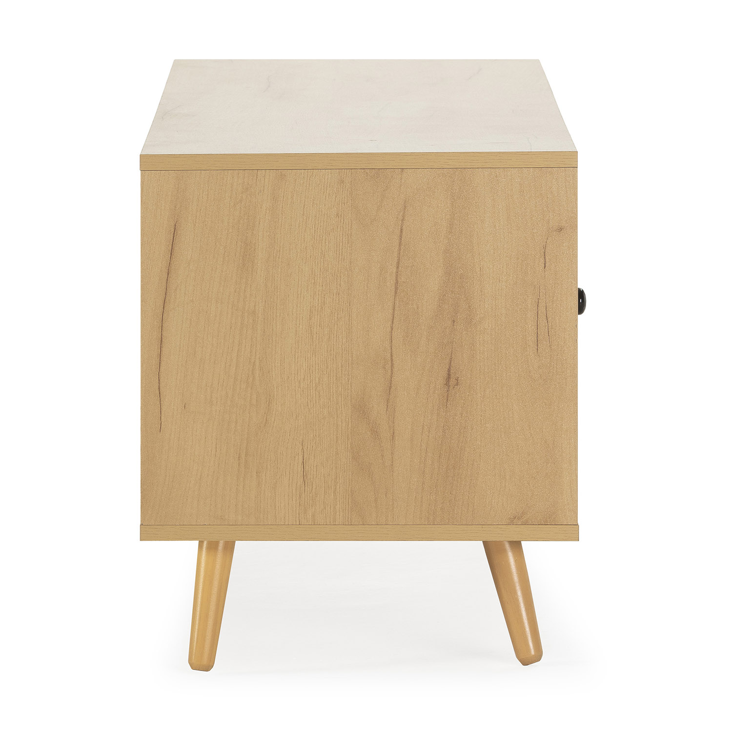 Meuble Tv Bella 2 Portes Couleur Chêne Avec Rotin Naturel