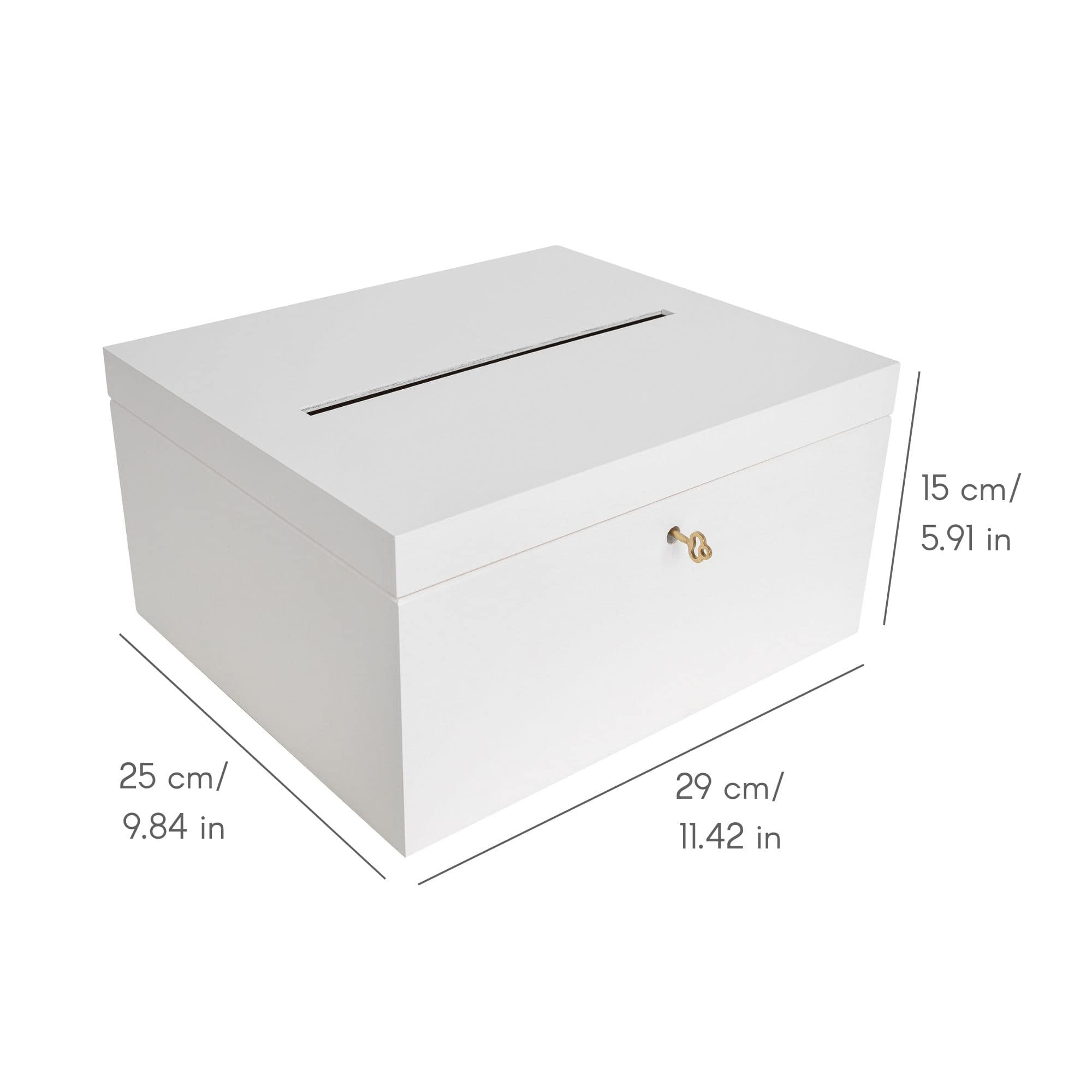 Creative Deco Boite Bois Enveloppes Blanc | 29 X 25 X 15 Cm | Couvercle Et Clé | Mariage | Boite Souvenirs Cartes