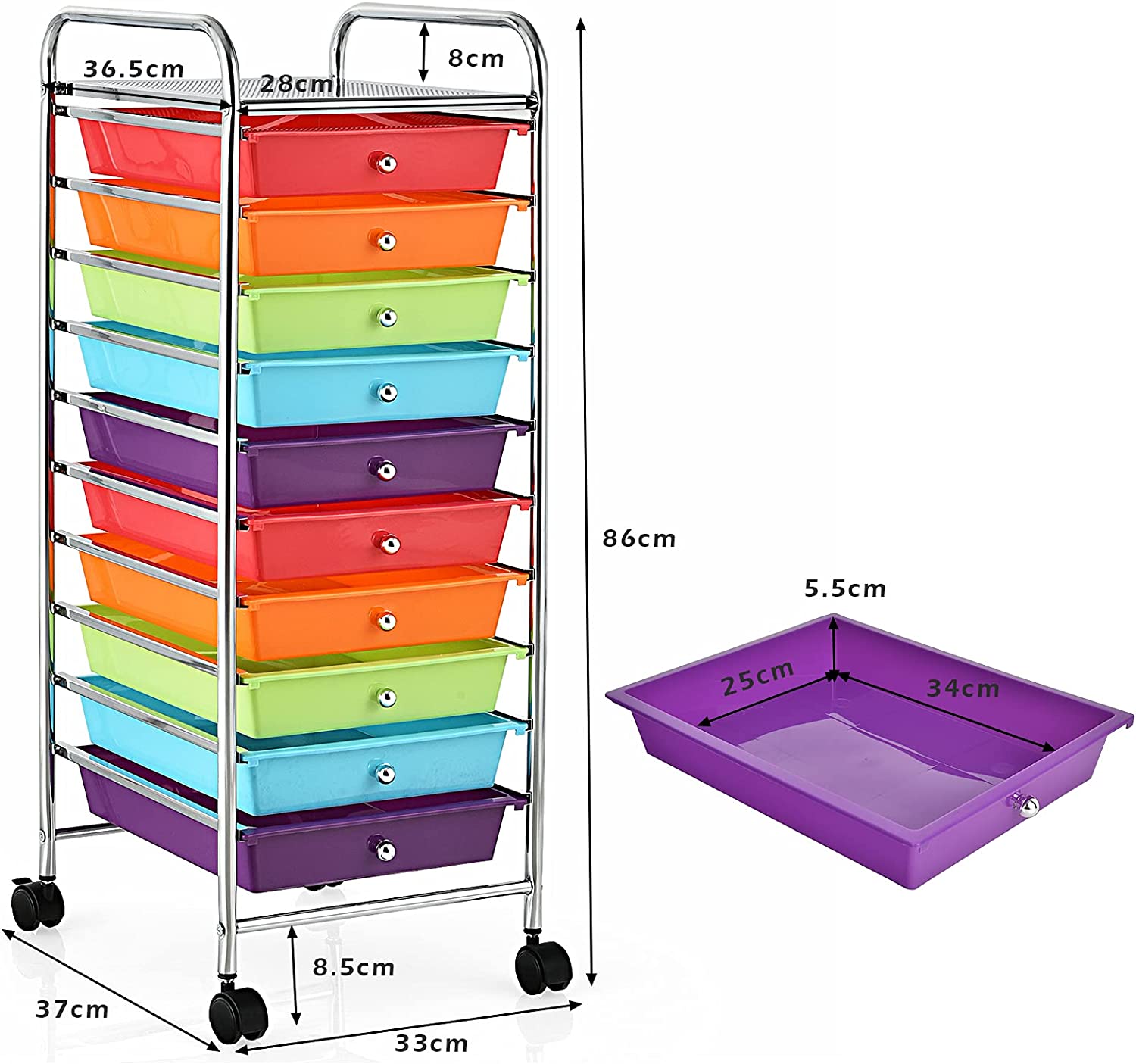 Coatway Tour De Rangement Plastique À Tiroirs Rangement Paour Bureau Amovibles