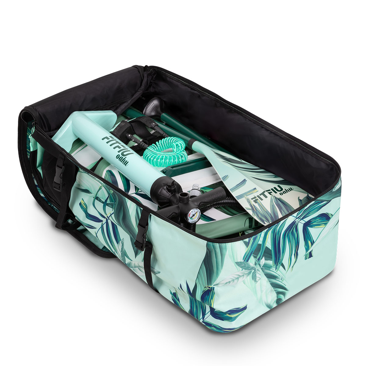 Stand Up Paddle Gonflable Design Tropical, All Round Sup Accessoires Et Selle- Fitfiu