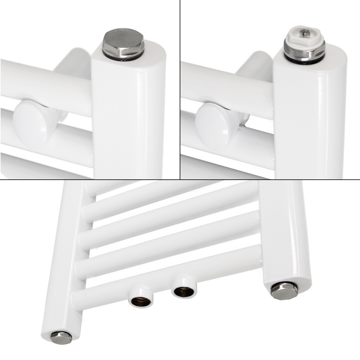 Radiateur De Salle De Bain Sahara 300 X 800 Mm Blanc Droit + Connexion Centrale