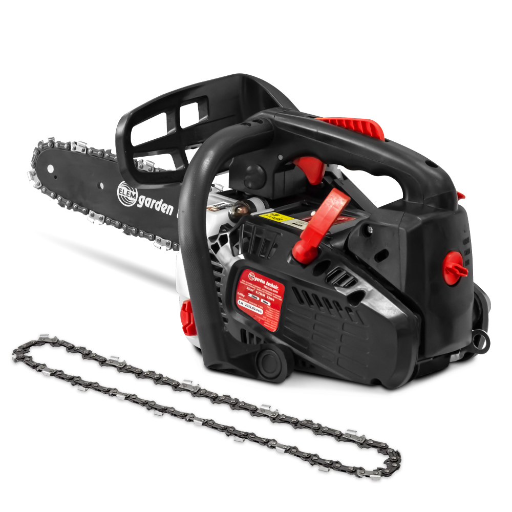 Elagueuse Thermique 25cc - Guide 25cm - 2 Temps - Livrée Avec 2 Chaînes - Elem Garden