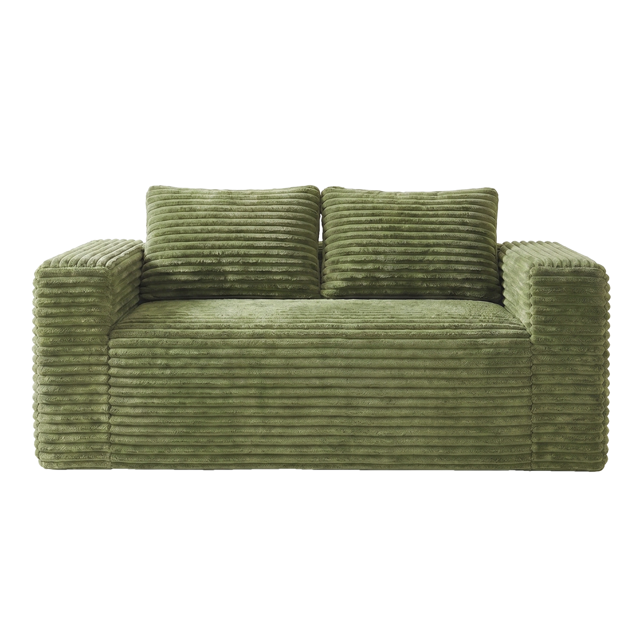 Canapé droit vert dans le salon