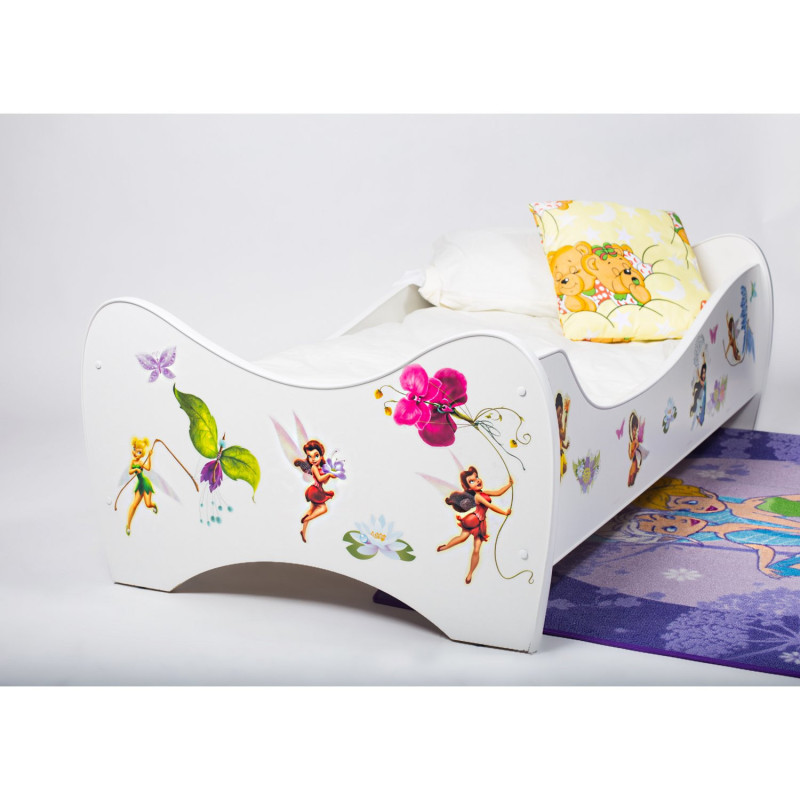 Pack 8en1 Lit Junior Fee Clochette Disney Avec Matelas + Oreiller + Couette + Taie+ Housse De Couette +drap Housse