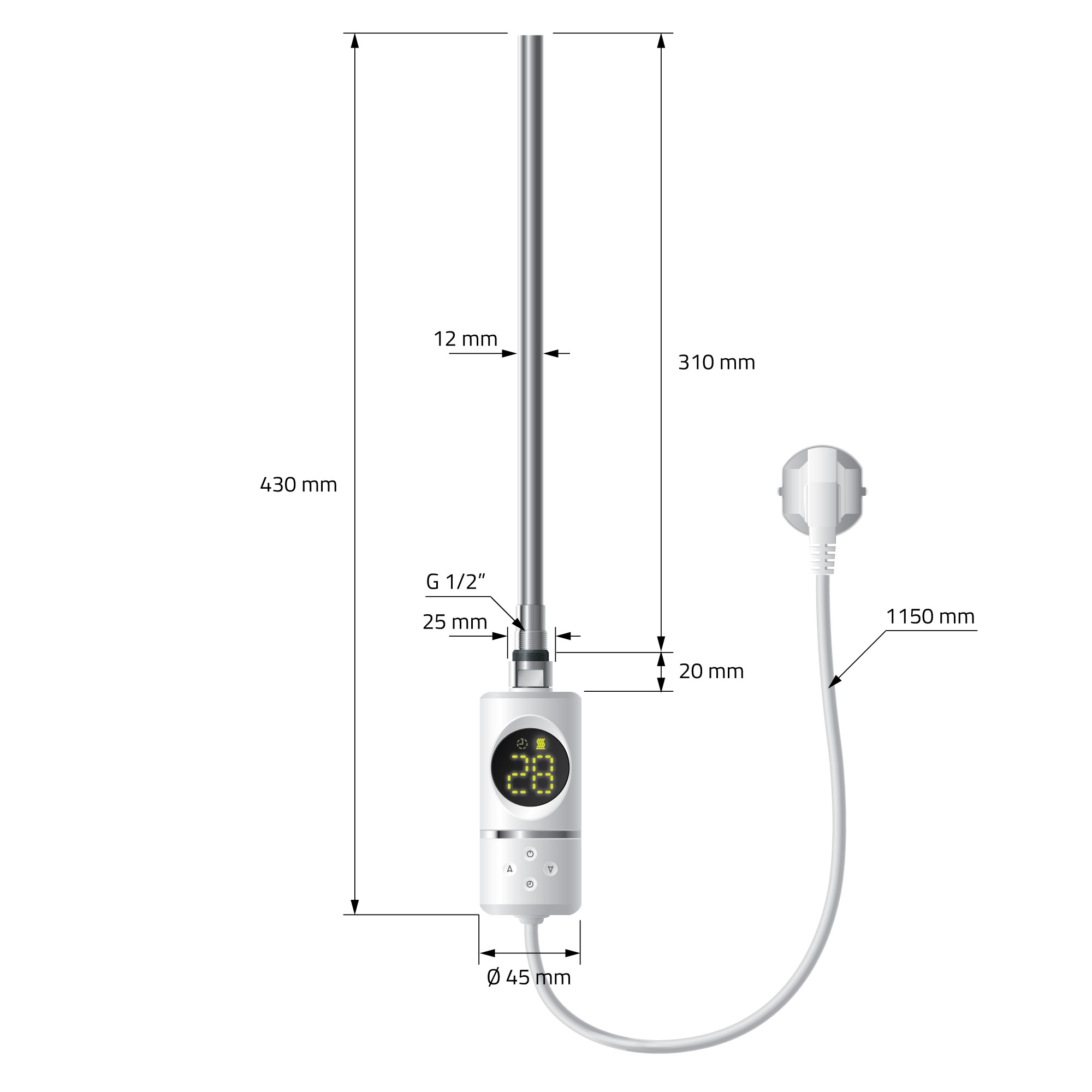 Résistance Électrique Blanc 300w Thermostat Avec Écran Led Mode Minuterie
