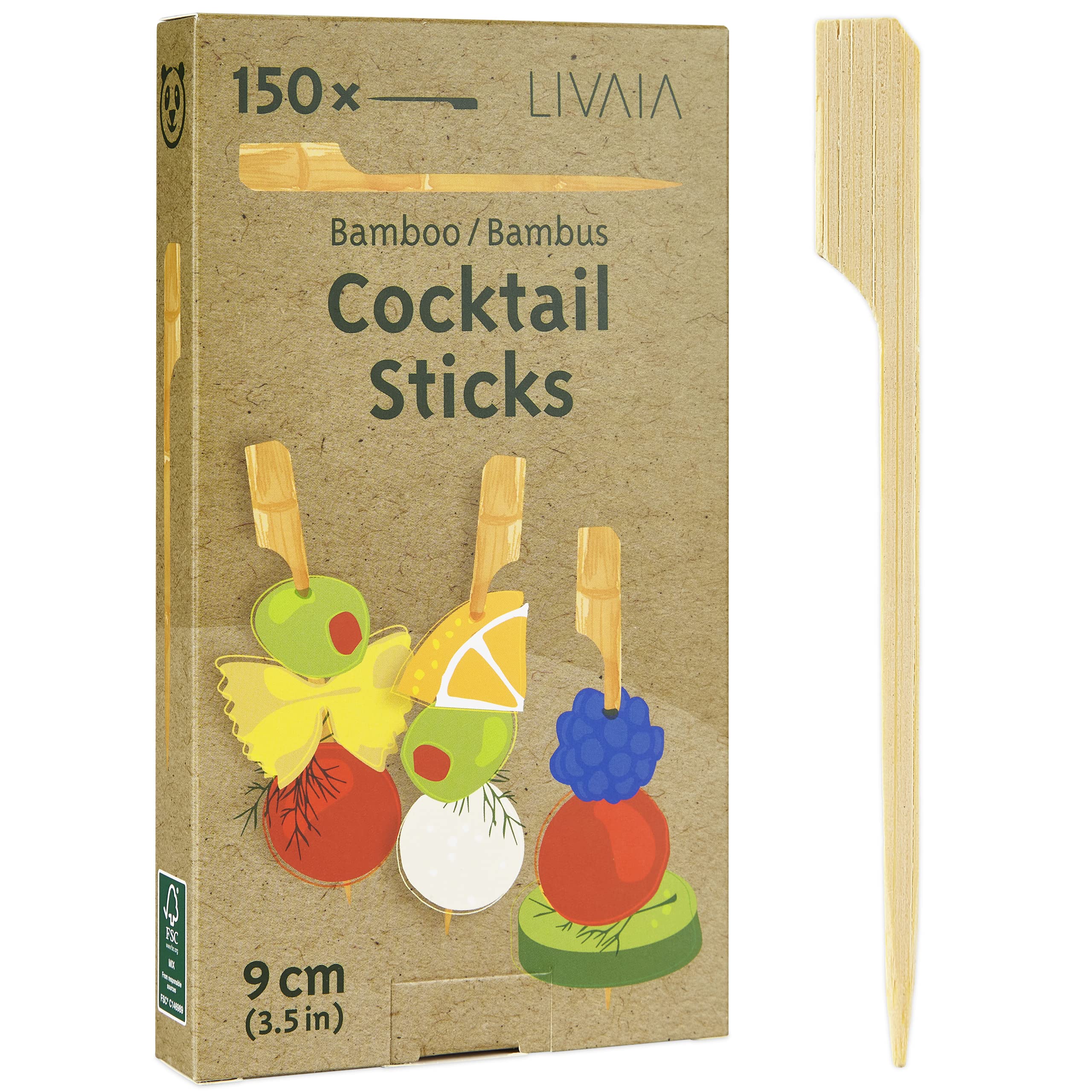 150 Brochettes En Bambou 9cm LIVAIA - Pics Cocktail Apéritif Buffet Barbecue - Naturelles Et Polyvalentes