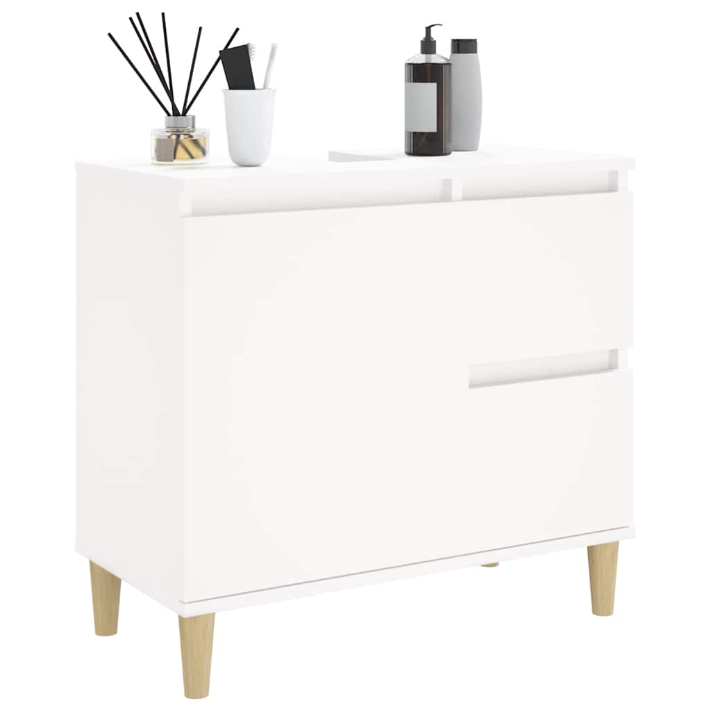 Armoire De Salle De Bain | Armoire De Toilette | Meuble De Rangement Blanc 65x33x60 Cm Bois D'ingénierie