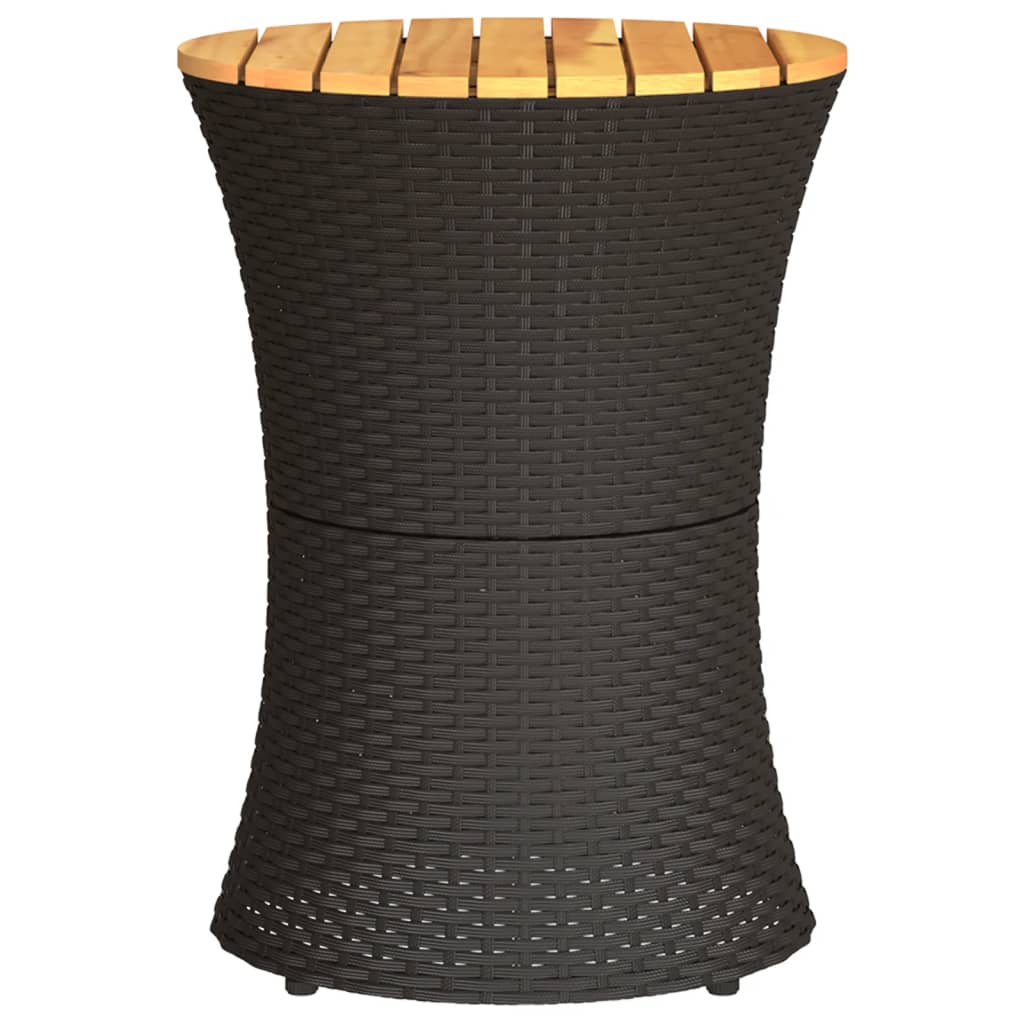 Table D'appoint De Jardin Forme Tambour Noir Rotin Bois Massif