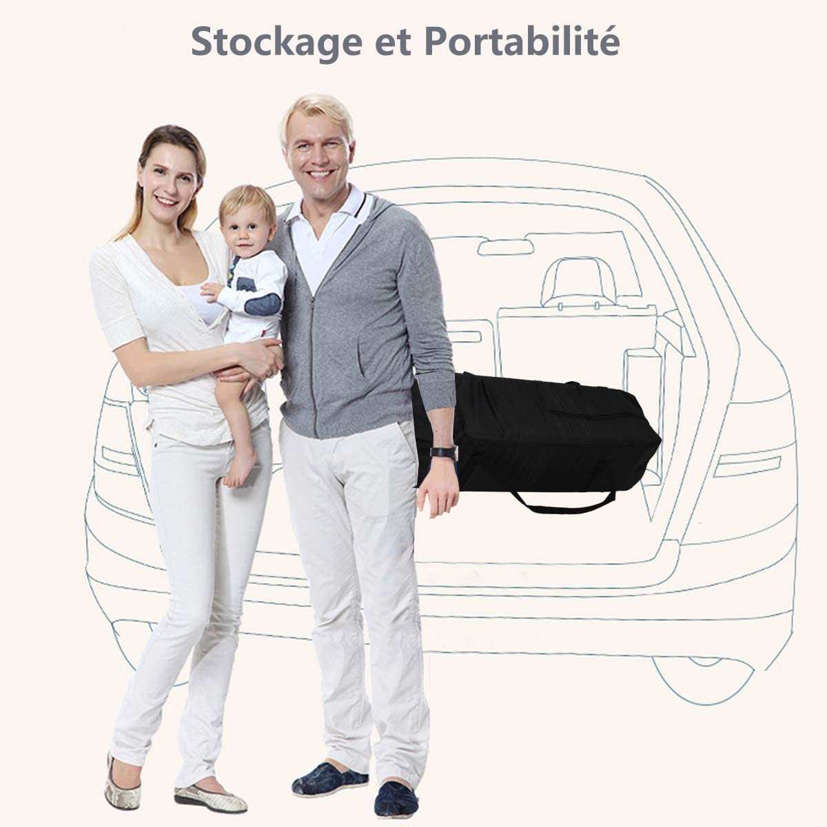 Costway Lit Bébé Parapluie Avec Matelas Lit Pour Bébé Avec Moutiquaire 120 X 60 X 76 Cm (noir)