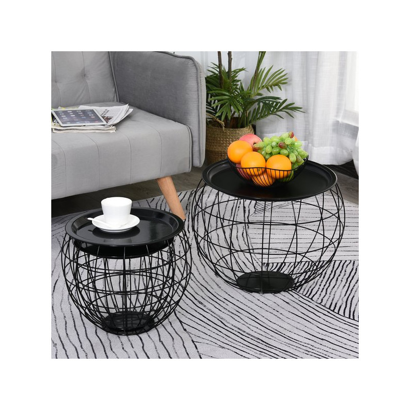 Lot De 2 Tables Basses Gigognes Rondes - L70 Cm - CALICOSY - Mr.Bricolage