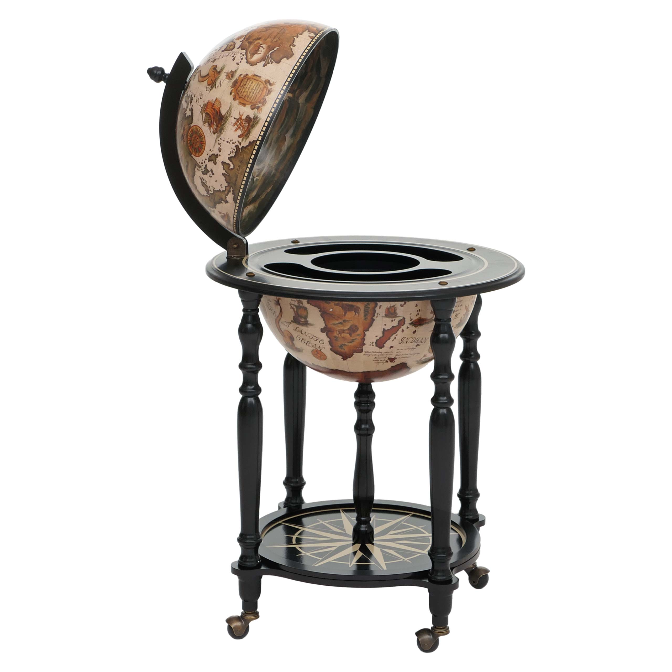 Globe Terrestre, Bar De Salon Hwc-a78, Minibar Roulant, Bois D'eucalyptus