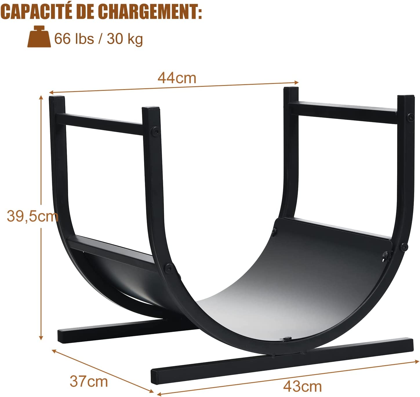 Porte-bûches Bois De Cheminée En Métal En Forme De U 43 X 37 X 39,5 Cm