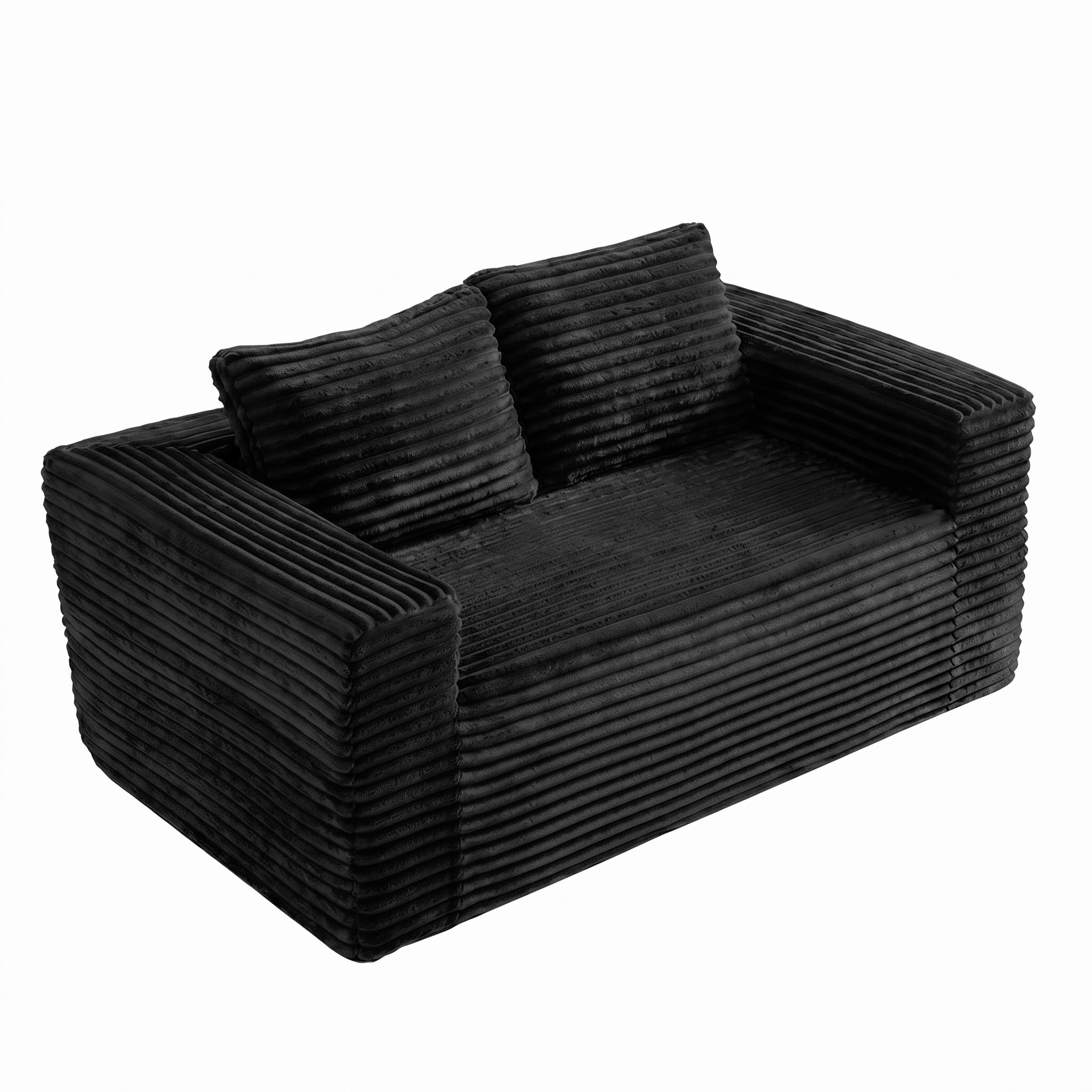 Canapé droit noir sur fond blanc