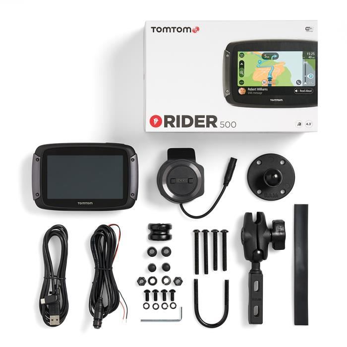 Tomtom Rider 500 - Gps Moto 4,3 Pouces, Cartographie Europe 49 Pays, Wi-fi Intégré