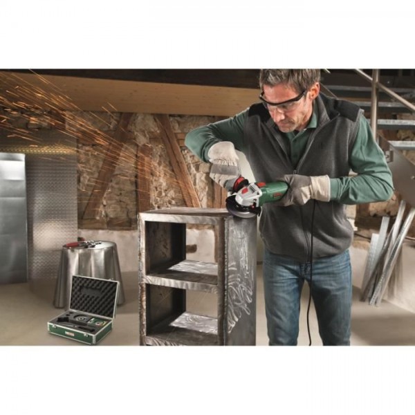 Meuleuse D’Angle Bosch PWS 850-125 850W – 125 Mm, Ergonomique, Antipoussière & SystemBox M, Pour Métal, Pierre & Béton