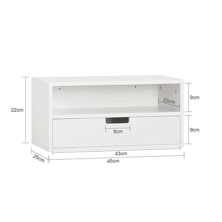 Chevet Suspendu Blanc Effet Bois Nkd03-w