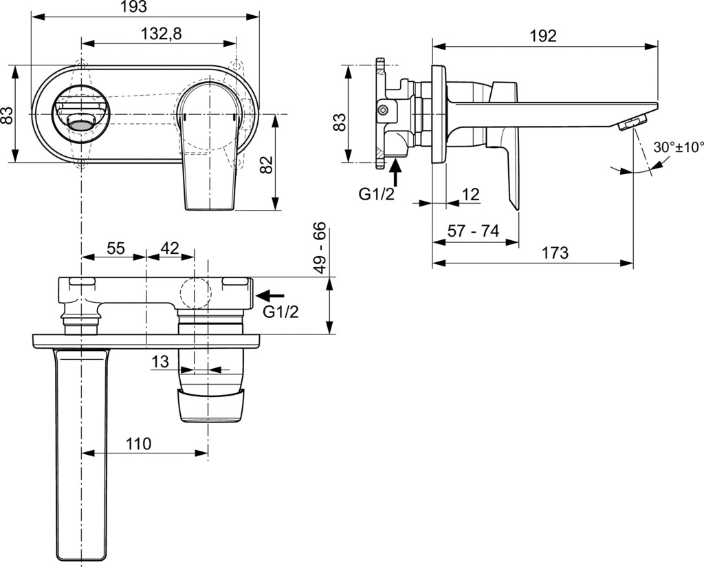 Ideal Standard - Mitigeur Lavabo Mural Tesi Chromé - A6578aa Ideal Standard