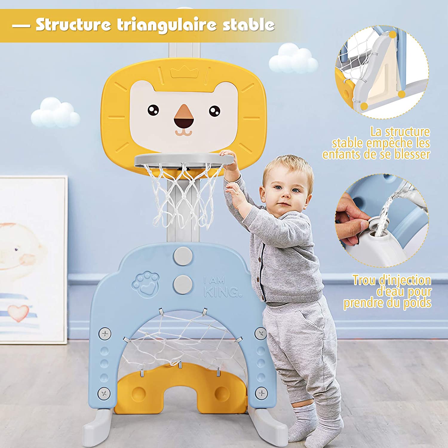 Costway Ensemble De Basket 3-en-1, Hauteur Ajustables De 110cm À 149cm